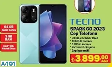 TECHO SPARK GO 2023 CEP TELEFONU